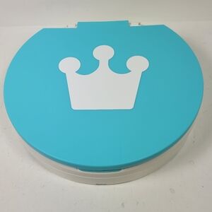 Blue and White Crown Toilet Seat